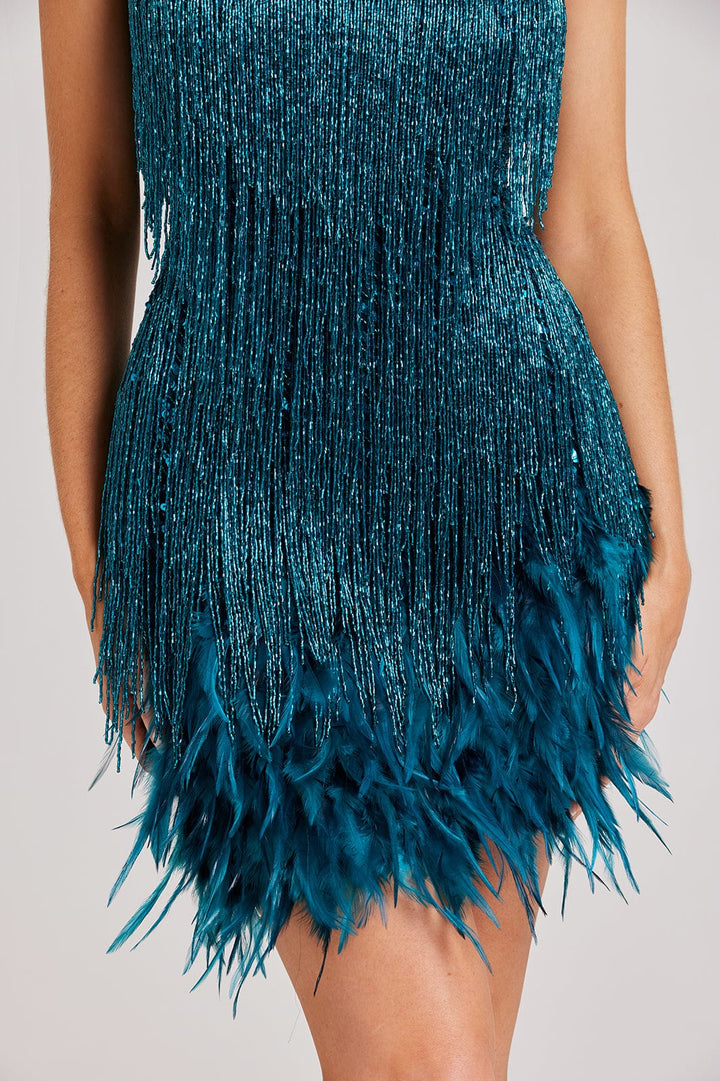 Drune | Kleid mit Pailletten und Federn
