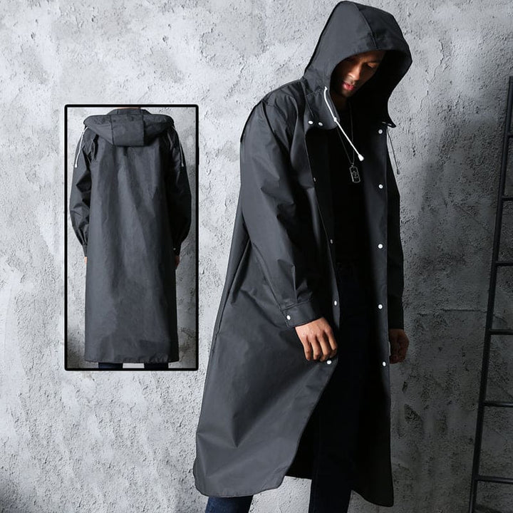 Drune | Lange Wasserdichte Jacke in Tief Schwarz