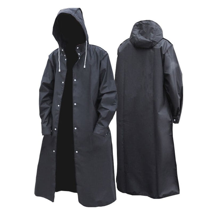 Drune | Lange Wasserdichte Jacke in Tief Schwarz