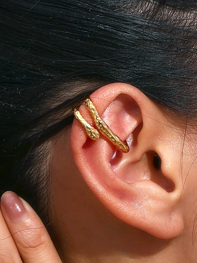 Drune | Chunky Ear Cuff Gold Für Edgy Stil Upgrade