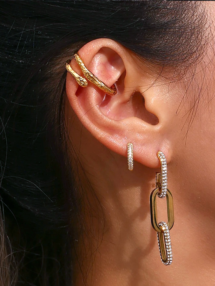 Drune | Chunky Ear Cuff Gold Für Edgy Stil Upgrade