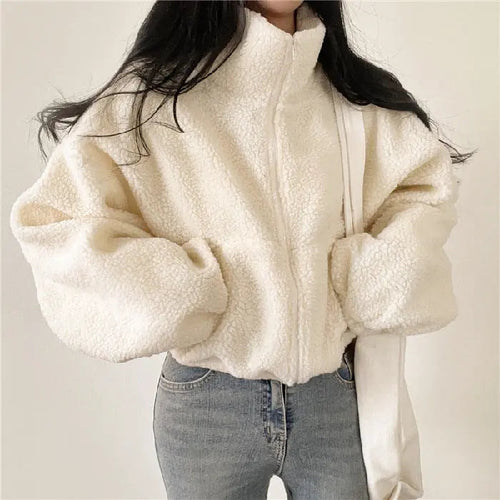 Drune | Stehkragen Kuschelige Teddyjacke für Frauen