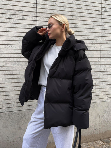 Drune | Übergröße mit Kapuze Gepolsterte Jacke Winterjacke für Damen