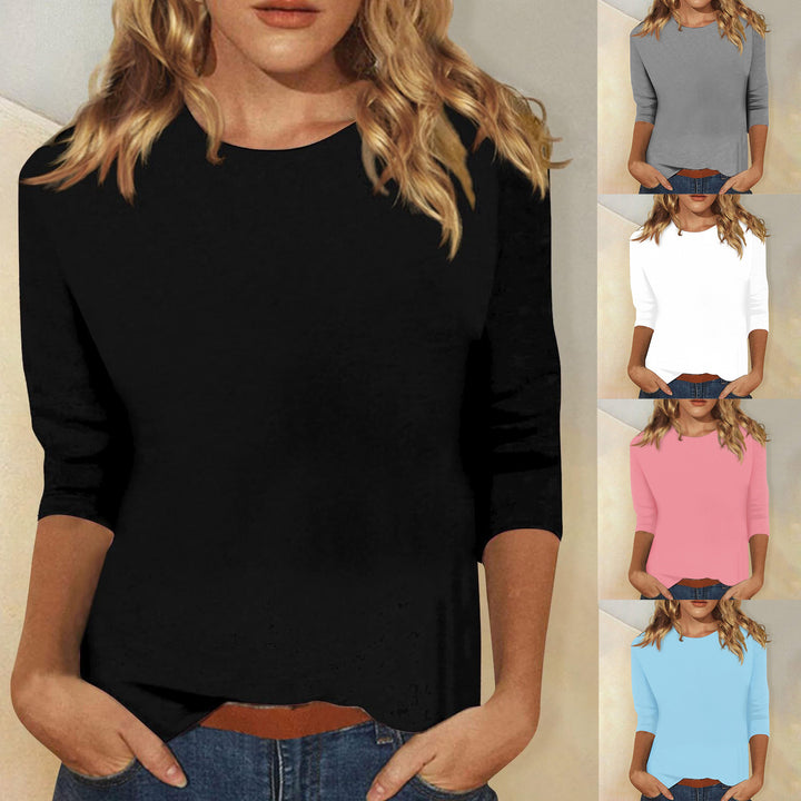Damen Leichtes Feinstrick-Shirt mit dreiviertelärmeln und Rundhalsausschnitt Drune