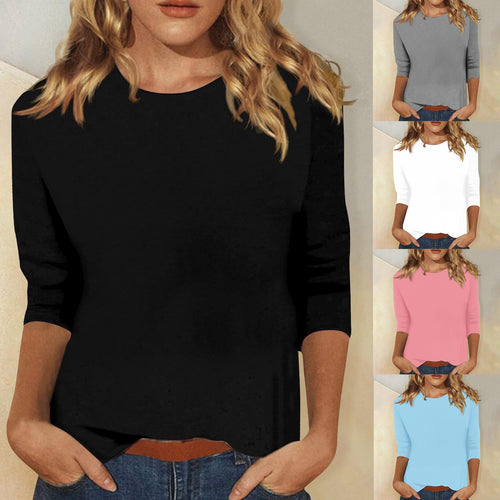 Damen Leichtes Feinstrick-Shirt mit dreiviertelärmeln und Rundhalsausschnitt Drune