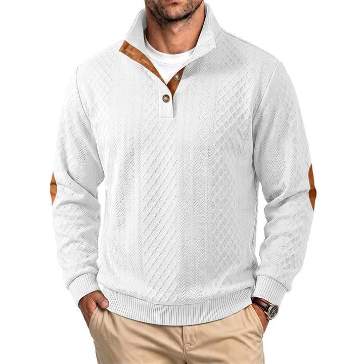 Herren Feinstrukturierter Troyer-Pullover mit Kragenbesatz und Ellbogen-Patches Drune