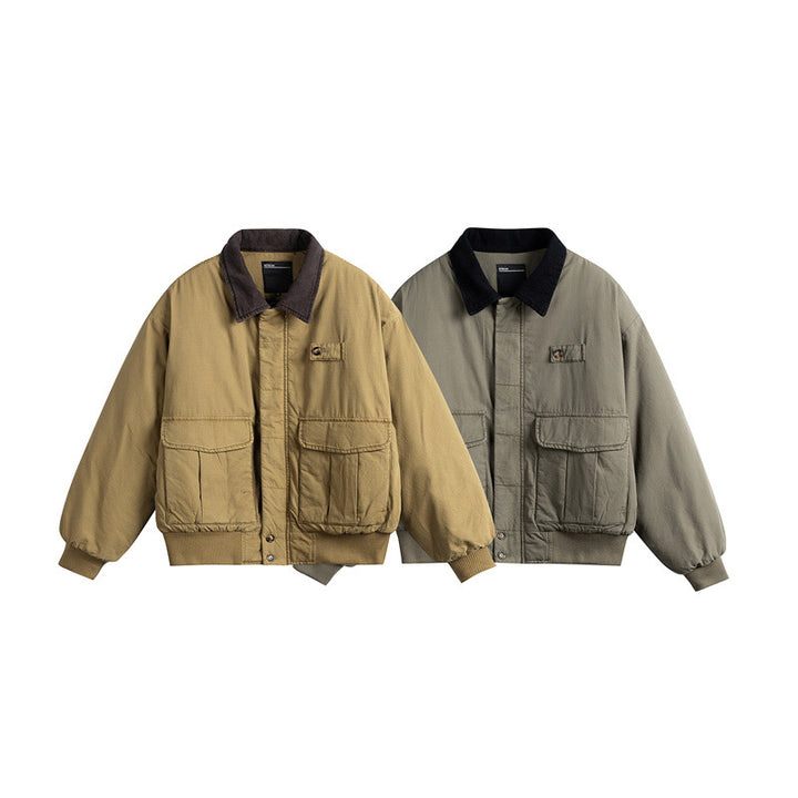 Herren Kurz geschnittene Utility-Blousonjacke mit Kordkragen und aufgesetzten Pattentaschen Drune