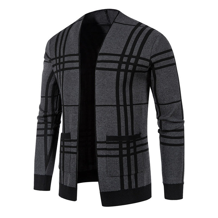 Herren Strickjacke mit modernem Karomuster und praktischem Reißverschluss Drune