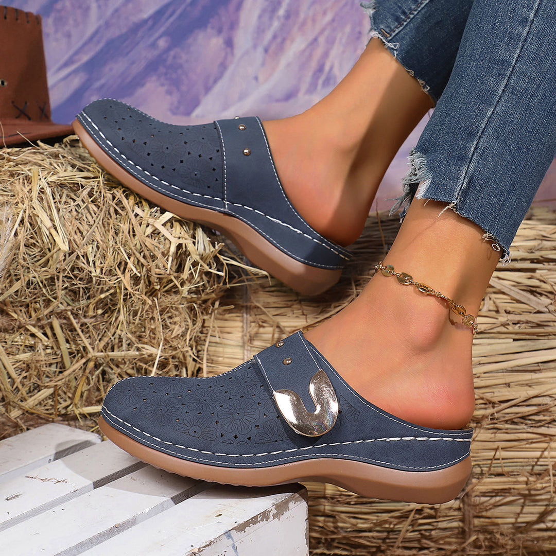 Damen Komfortable Clogs mit blumigen Verzierungen und ergonomischem Fußbett Drune