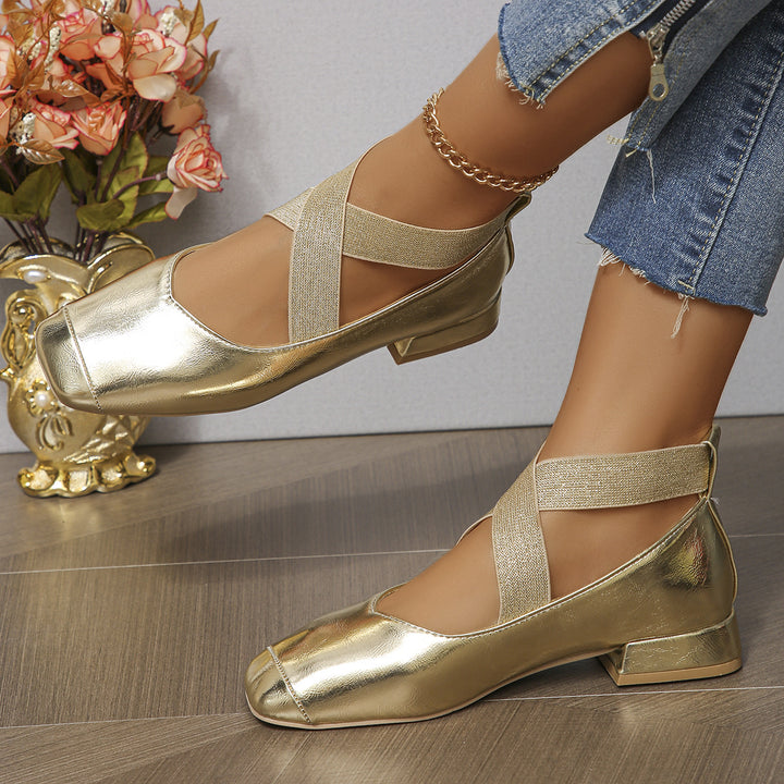 Damen edle Ballerina-Schuhe mit glitzernden Riemen und komfortablem Fußbett Drune