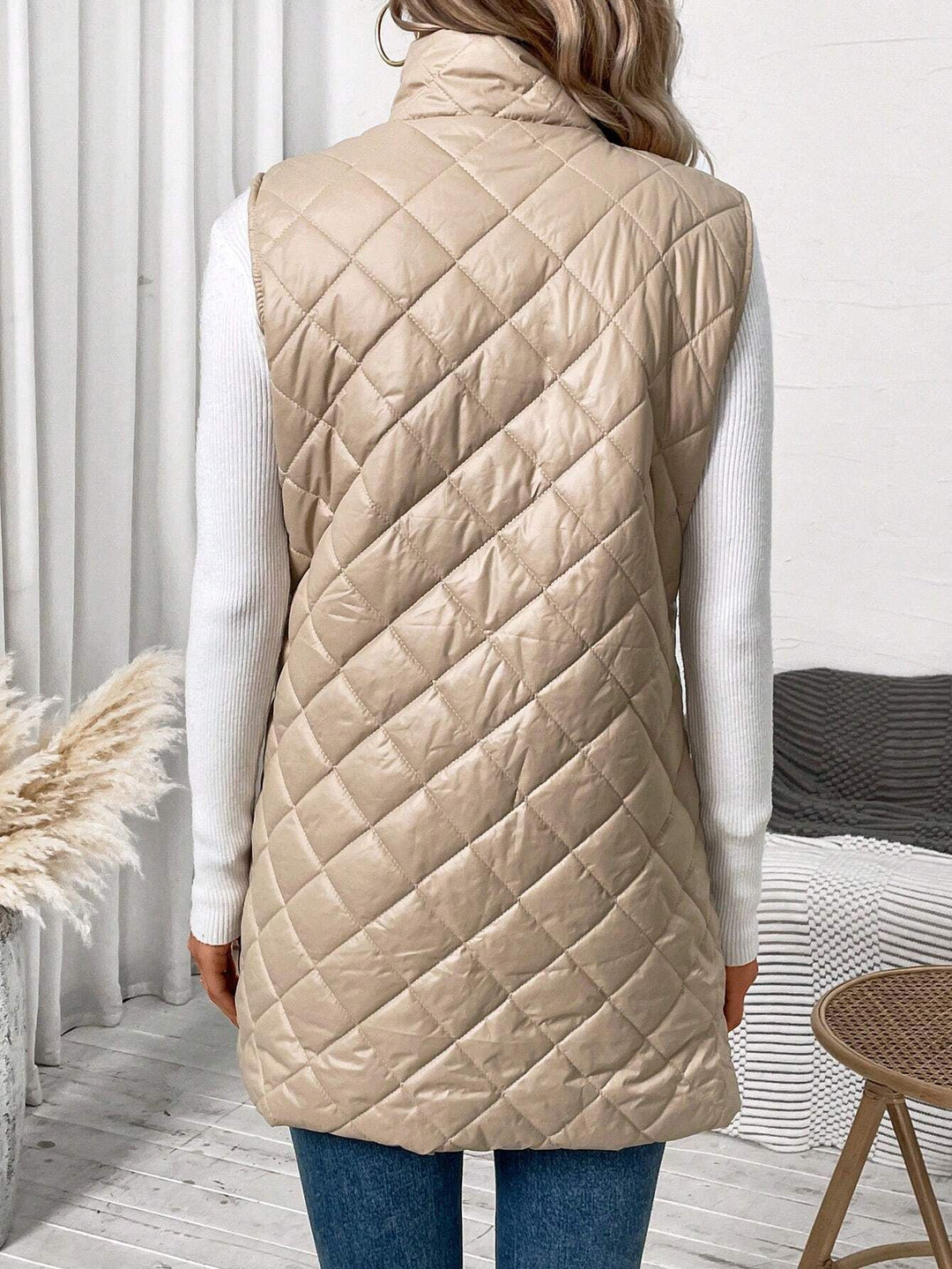 Drune | Lange Weste Mit Kapuze Im Metallic Stil Für Damen