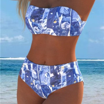 Damen Bikini-Set mit elegantem Bandeau-Oberteil und hochgeschnittenen Shorts Drune