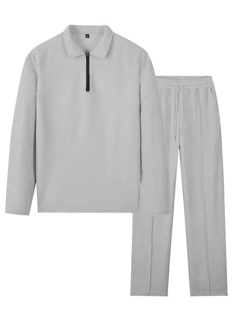 Herren Sportliches Relaxed-Fit Freizeitset mit Stehkragen Drune