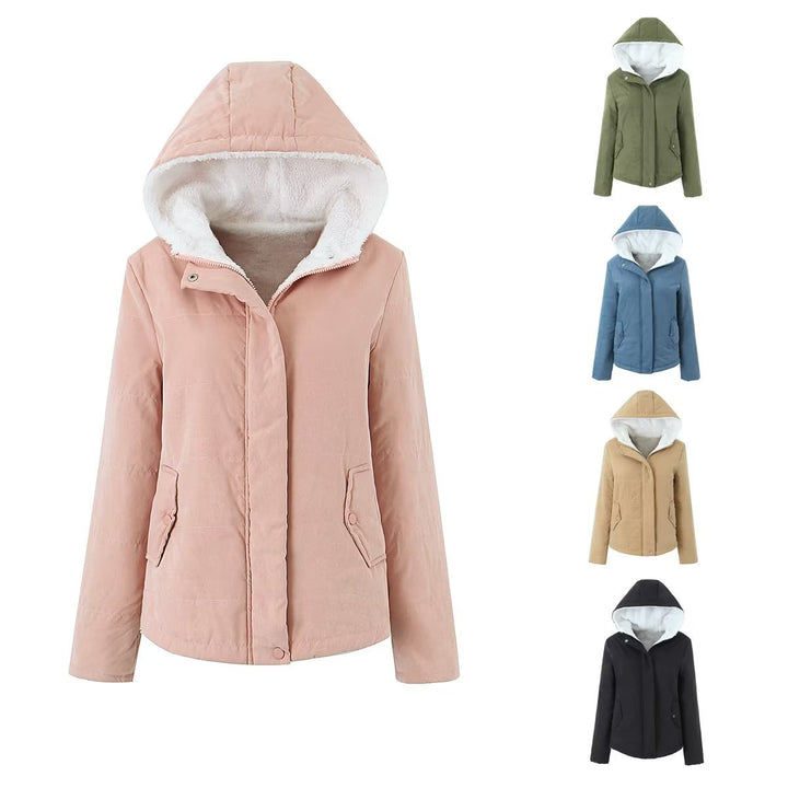 Damen Kapuzenjacke mit Teddyfutter und verdecktem Reißverschluss Drune