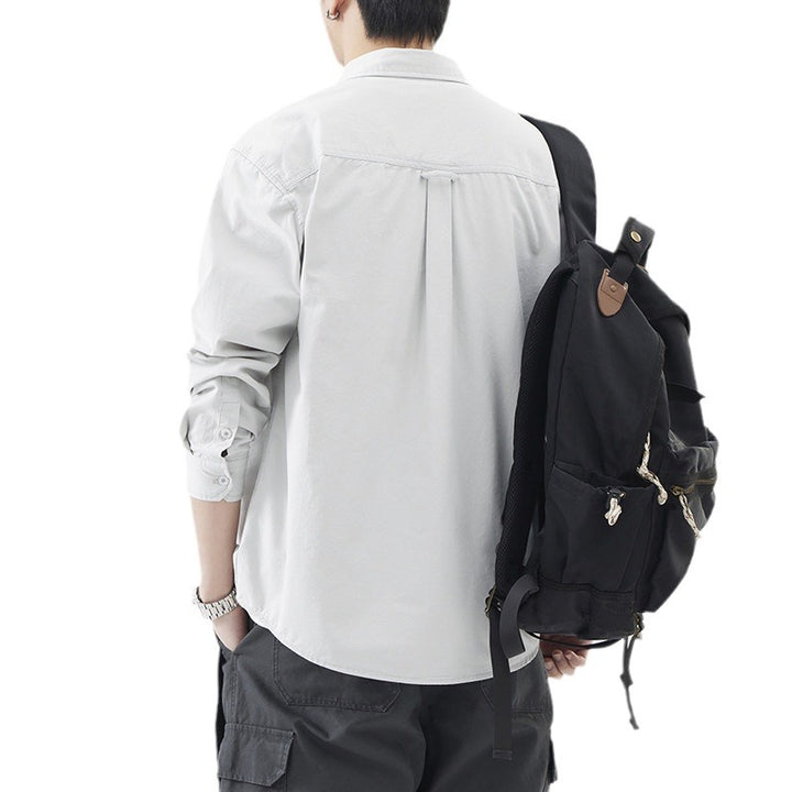 Herren Oversized Baumwollhemd mit doppelten Brusttaschen und Relaxed-Fit Drune