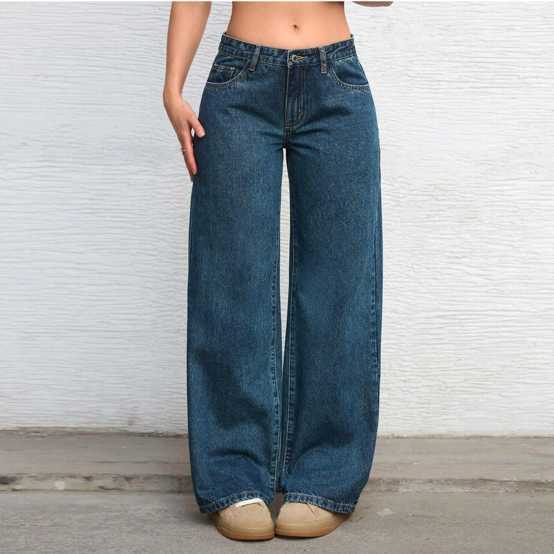 Damen Hochtaillierte weite Vintage-Denim Hose Drune