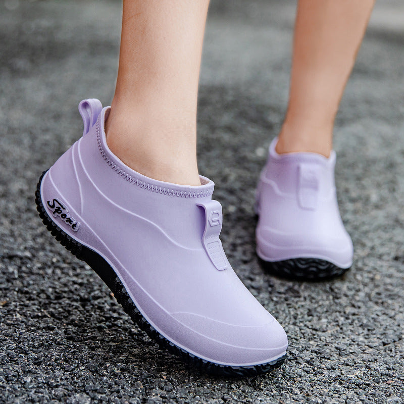 Damen Kurzschaftige wasserdichte Slip‑On Gummistiefelette mit Neoprenkragen und profiliertem Anti‑Rutsch‑Laufsohlen‑Design Drune
