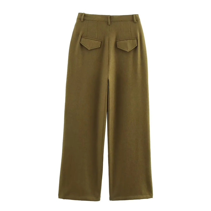 Damen elegante Palazzo-Hose mit Faltenwurf und hohem Bund Drune