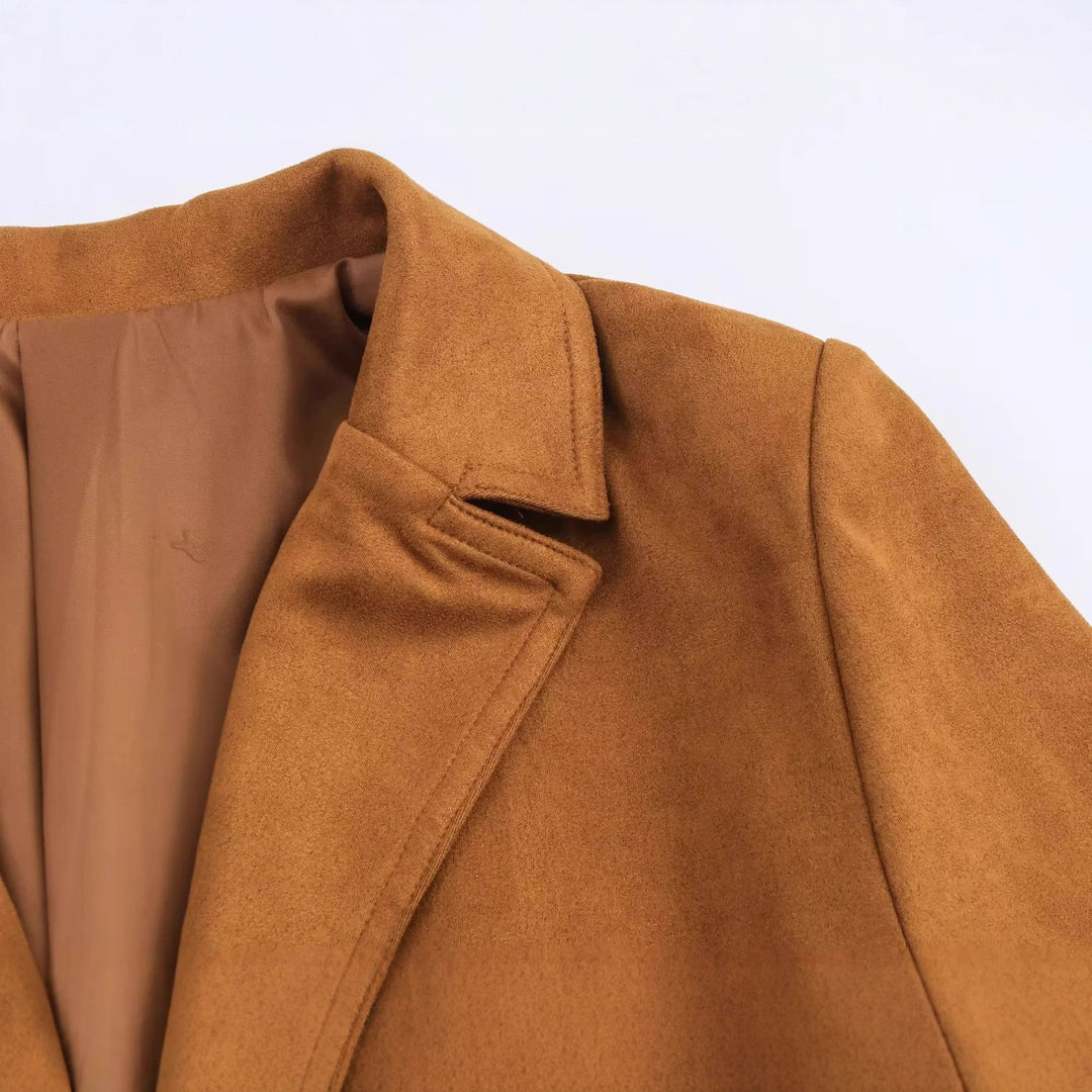 Damen nan taillierter Blazer mit Bindegürtel, Pattentaschen und weichem Innenfutter Drune