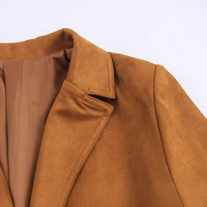 Damen nan taillierter Blazer mit Bindegürtel, Pattentaschen und weichem Innenfutter Drune