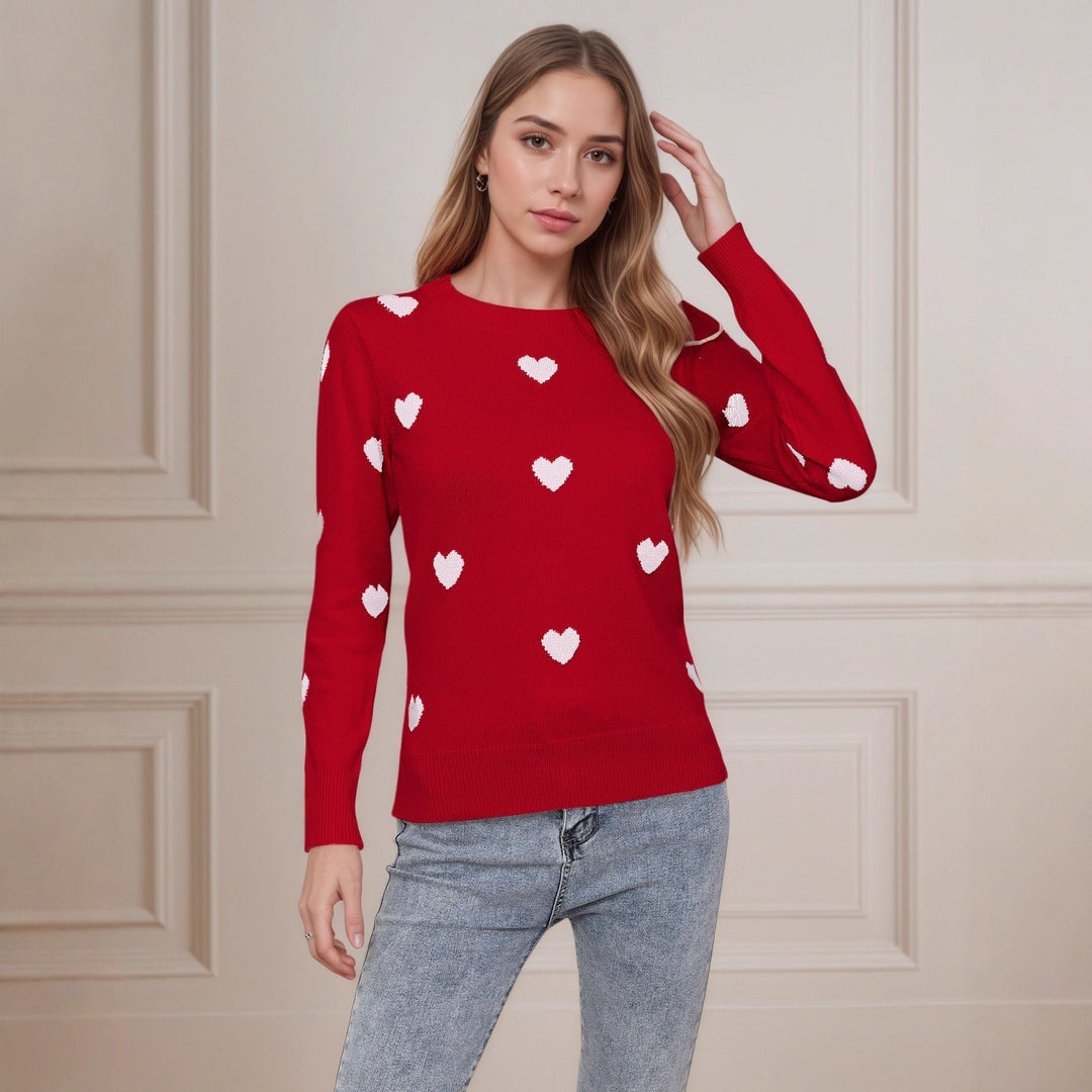 Damen Strickpullover mit Herz-Design und feiner Struktur Drune