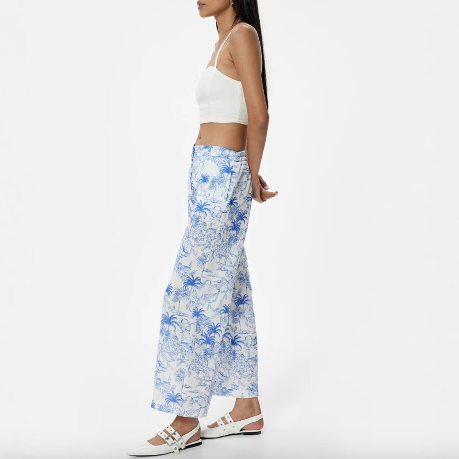 Damen Palazzo-Hose mit floralem Muster und weitem Schnitt Drune