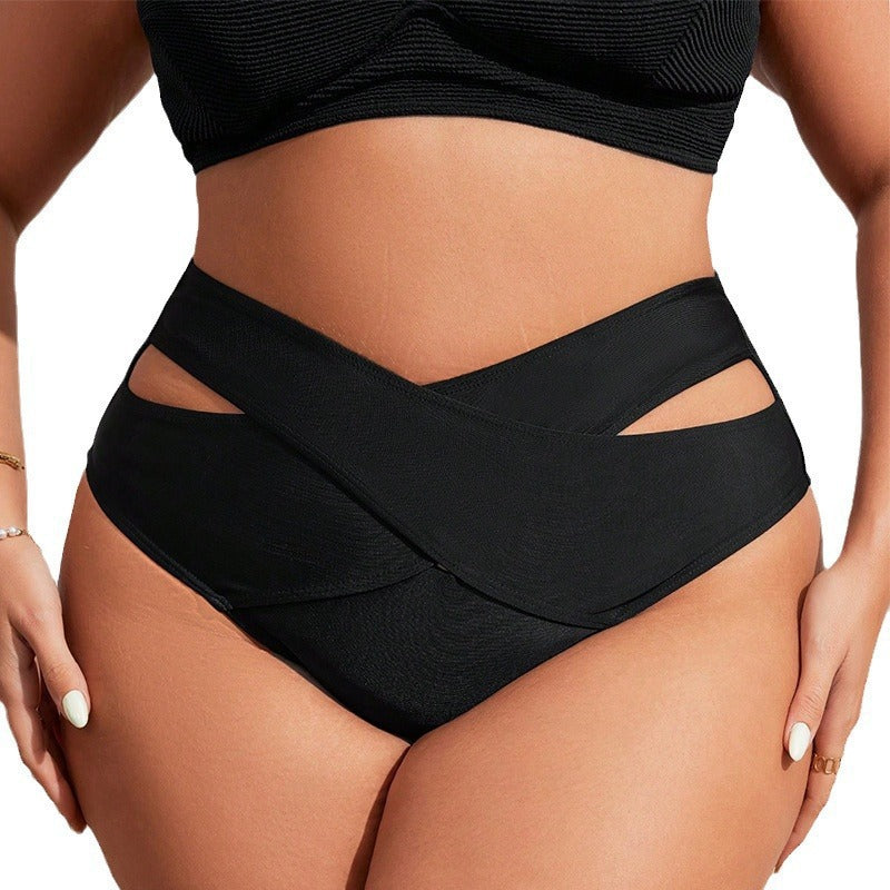 Damen Hochgeschnittene Bikinihose mit gekreuztem Design Drune