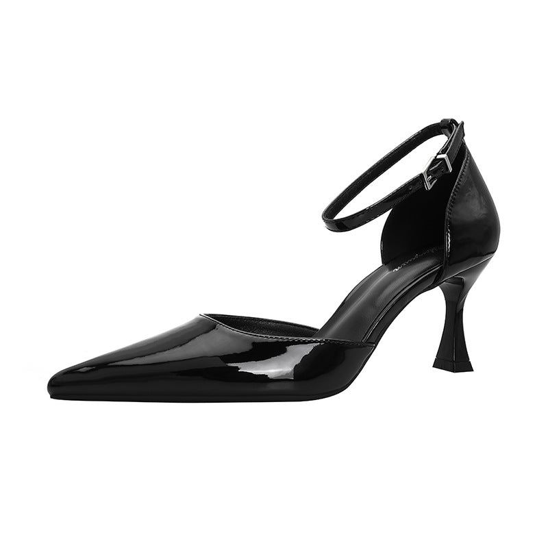 Damen elegante Stiletto-Pumps mit verstellbarem Riemen und glänzender Oberfläche Drune