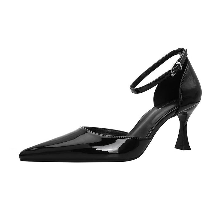 Damen elegante Stiletto-Pumps mit verstellbarem Riemen und glänzender Oberfläche Drune
