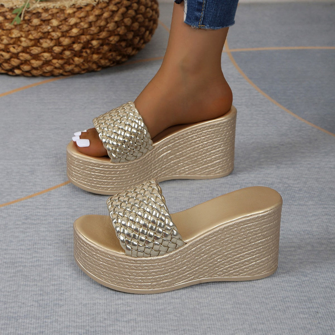 Damen Wedge-Pantoletten mit geflochtenem Riemen und komfortabler Sohle Drune