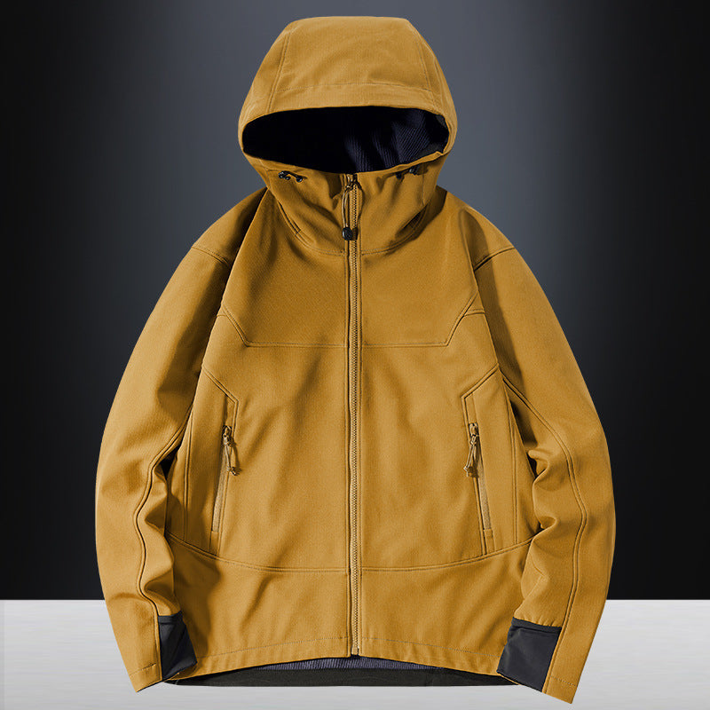 Herren Softshell Outdoorjacke mit winddichter, atmungsaktiver Membran und verstellbarer Kapuze Drune