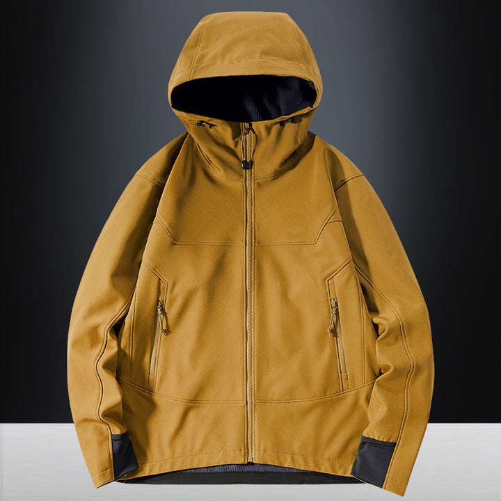 Herren Softshell Outdoorjacke mit winddichter, atmungsaktiver Membran und verstellbarer Kapuze Drune