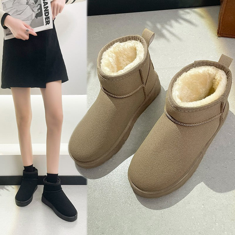 Damen Gefütterte Kurz‑Boots mit Teddyfutter, Slip‑On‑Design und profilierter Gummisohle Drune