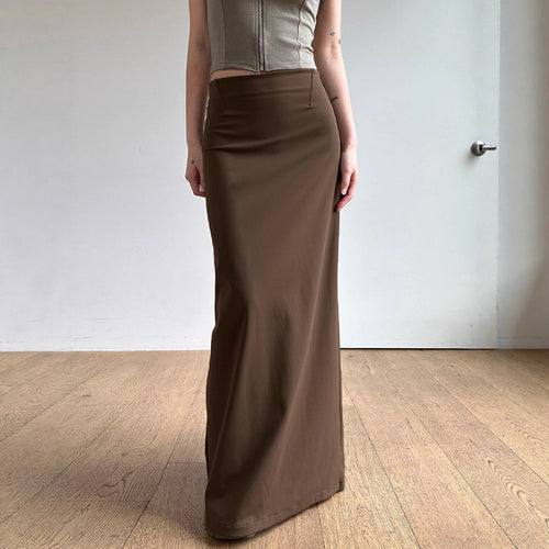 Damen nan taillierter Maxirock mit hohem Bund, geradem Fall und seitlichem Schlitz Drune
