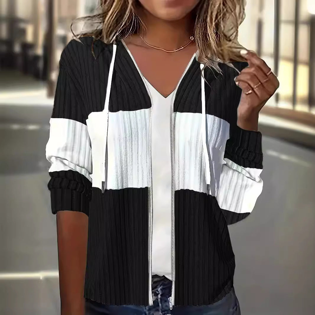 Damen Urbaner Strickjacke mit Reißverschluss und Kapuze Drune