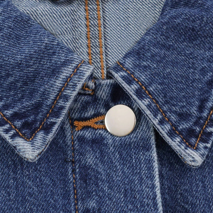 Damen Kurzer Boxy-Jeansblouson mit oversized Manschetten und aufgesetzten Taschen Drune