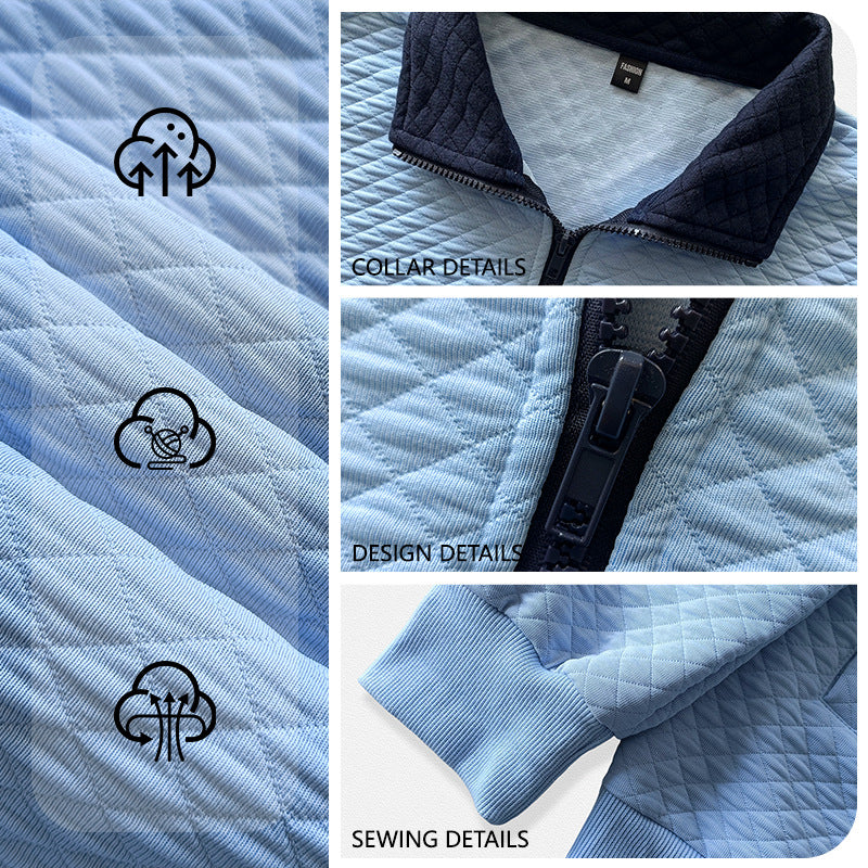 Herren Stepppullover mit Troyerkragen und Halbzip Drune