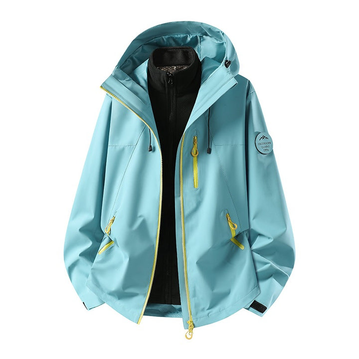 Herren Zweiteilige wasserdichte Outdoorjacke mit abnehmbarer Fleece‑Innenjacke und versiegelten Nähten Drune