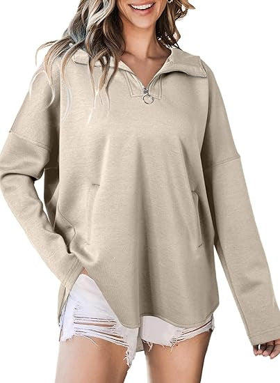 Damen lässiger Kapuzenpullover mit Reißverschluss Drune