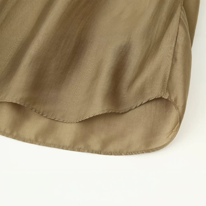 Damen Locker geschnittene Tunika-Hemdbluse mit halboffenem V-Ausschnitt und breiten Manschetten Drune
