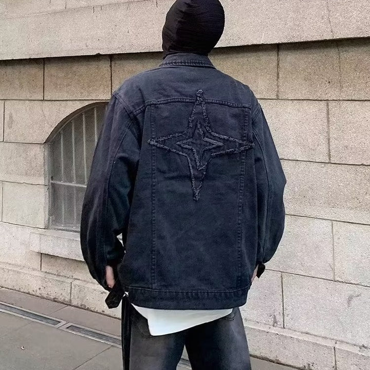 Herren lässige Denim-Überjacke mit kreativen Details Drune