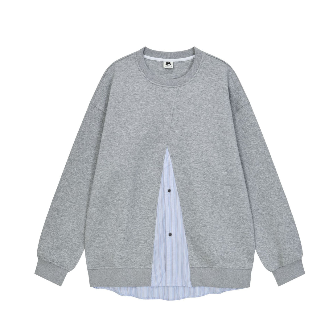 Damen Lässiges Oversize-Sweatshirt mit eingearbeitetem Hemd-Detail und Front-Öffnung Drune