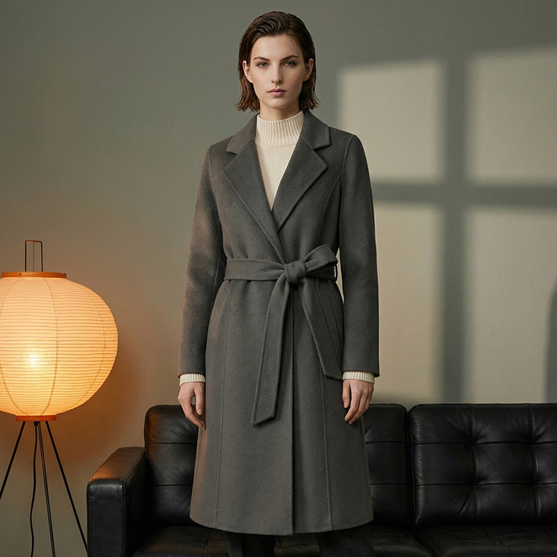 Damen Eleganter Wollmantel mit praktischen Taschen Drune