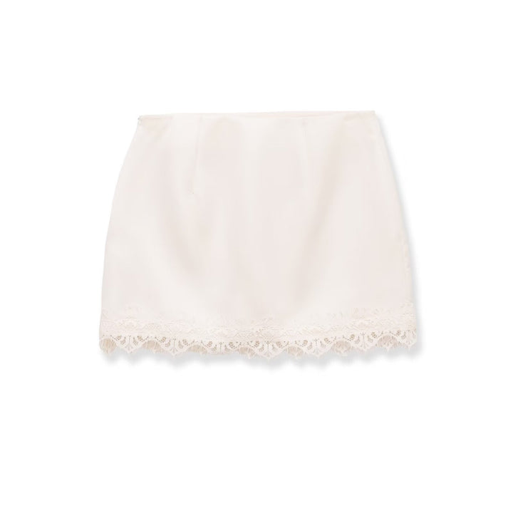 Damen eleganter Rock mit Spitzenbesatz und strukturiertem Gewebe Drune