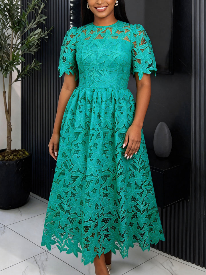 Damen Spitzen-Maxikleid mit floralem Design Drune