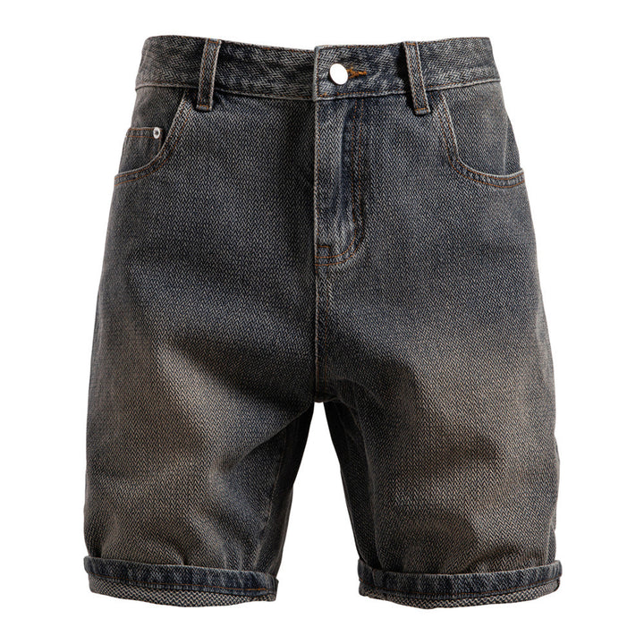 Herren nan Jeansshorts mit Umschlag, mittelhoher Bund und klassischer Taschenaufteilung Drune