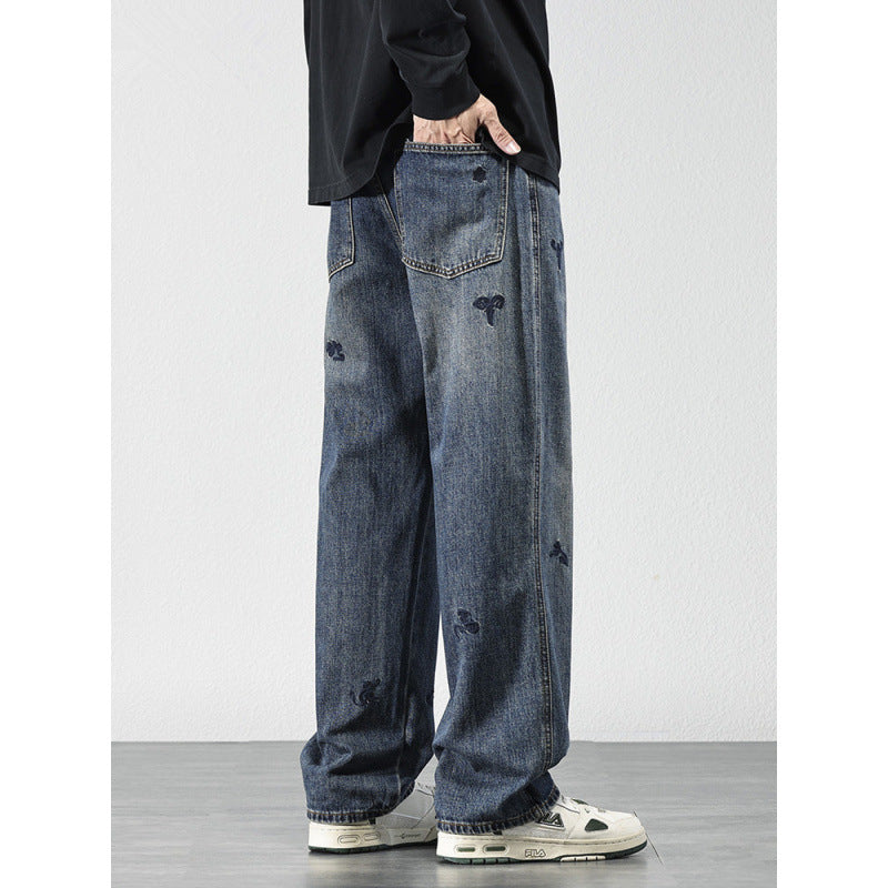 Herren Bequeme und modische Jeans mit Stickereien Drune