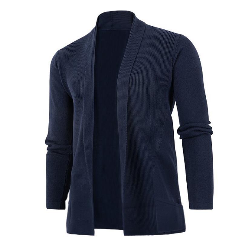 Herren lässige Strickjacke mit offenem Kragen und elegantem Rippdesign Drune