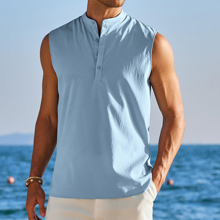 Herren Ärmelloses Henley-Shirt aus atmungsaktivem und leichtem Material Drune