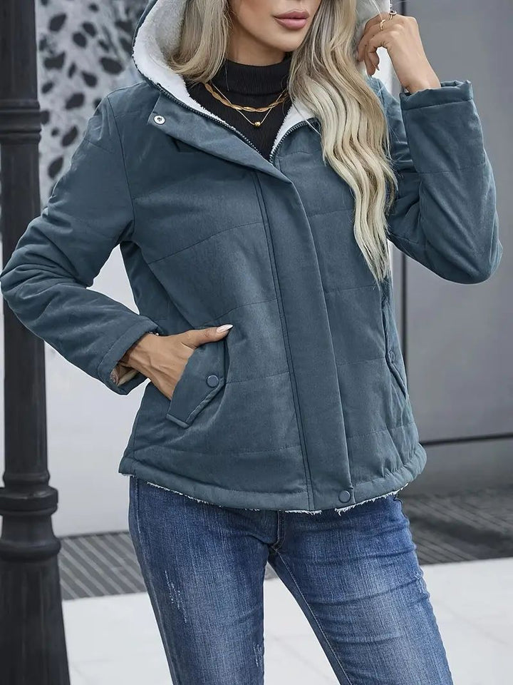 Drune | Kurzjacke Gepolstert Fleece Futter Kapuze Reißverschlussverschluss